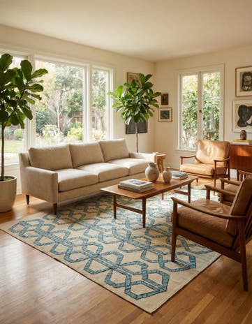 6' 9 x 9' 7 Hand Woven Kilim Modern Wool Rug