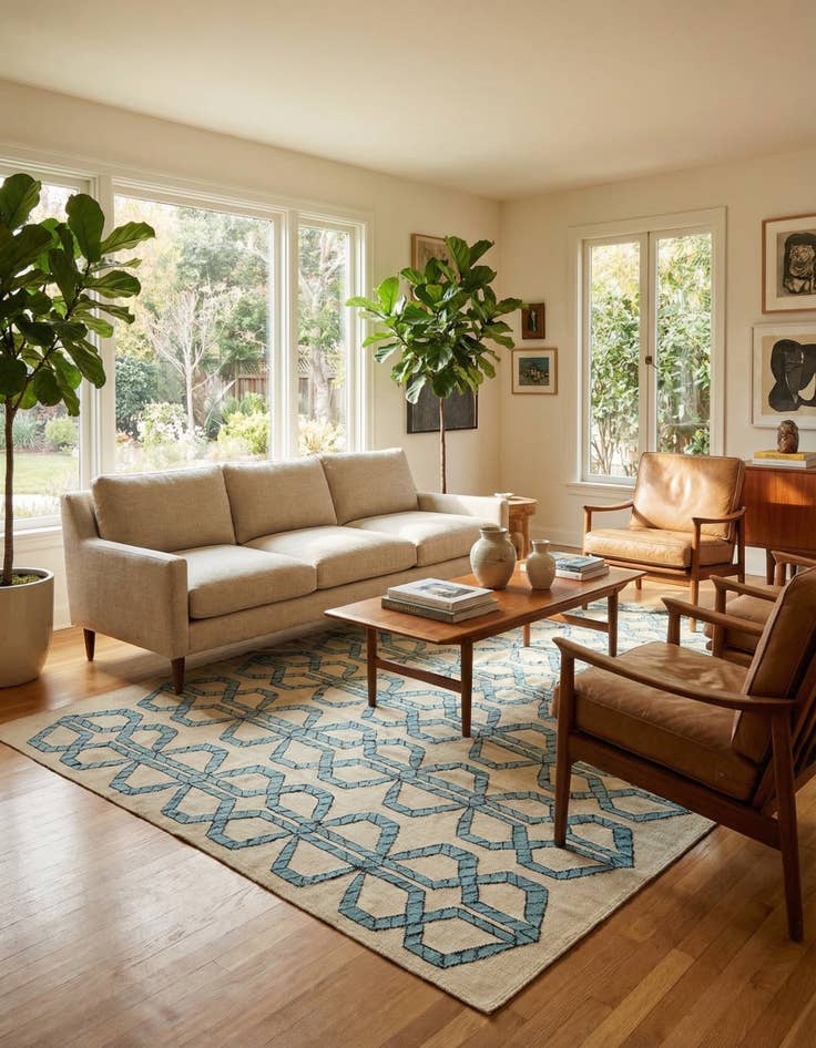 Detail image of 6' 9 x 9' 7  Hand Woven Kilim Modern Wool Rug