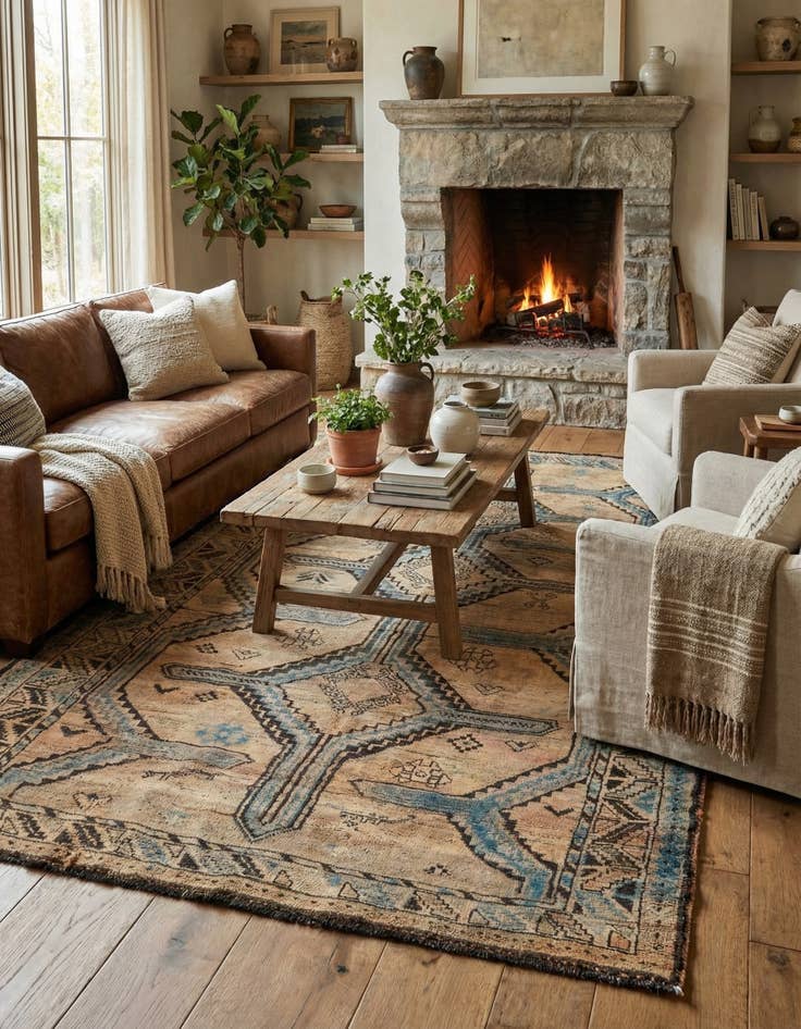 Detail image of 5' 2 x 9' 3  Hand Knotted Ultra Vintage Persian Wool Rug