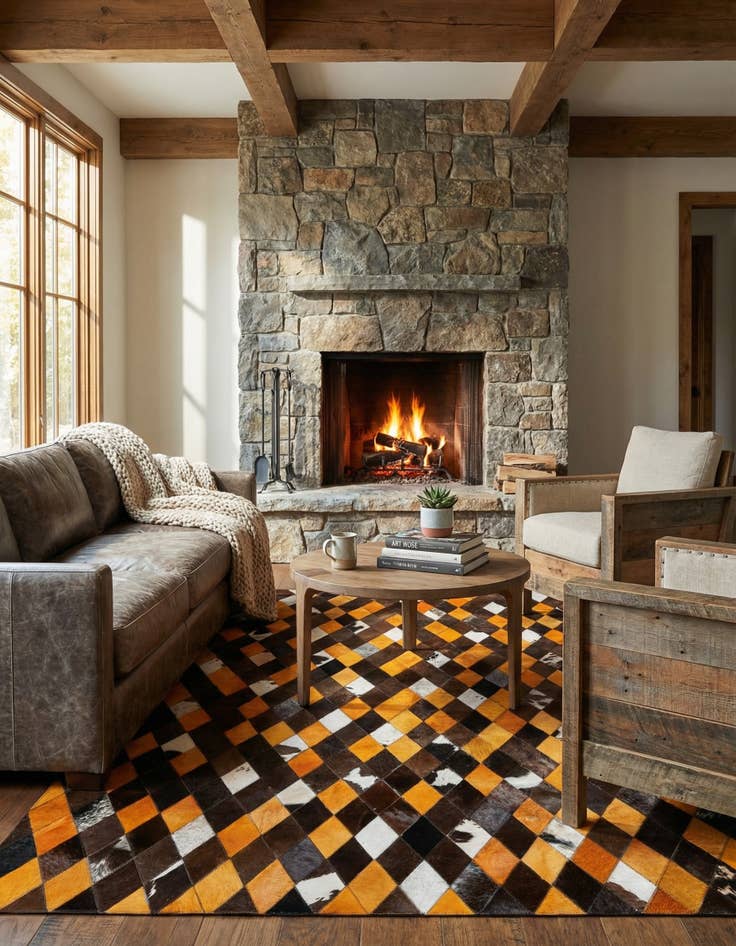 Detail image of 5' x 7' 11 Cowhide Stocks Rug