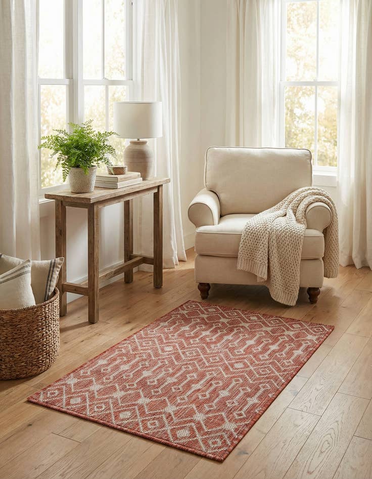 Detail image of 2' x 3' 1  Washable Trellis Indoor / Outdoor Rug