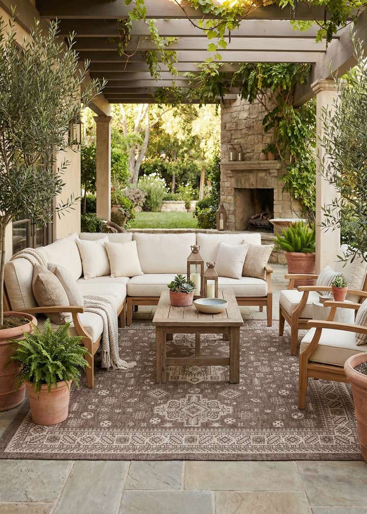 13' x 13' Easy-Clean Aztec Indoor / Outdoor Square Rug