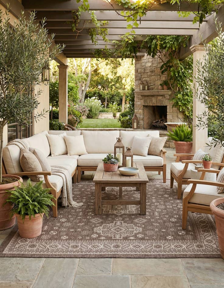 Detail image of  13' x 13'  Washable Aztec Indoor / Outdoor Square Rug