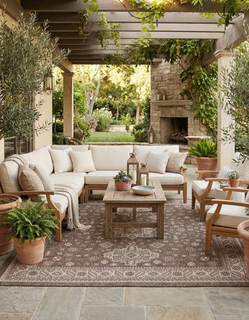 13' x 13' Easy-Clean Aztec Indoor / Outdoor Square Rug