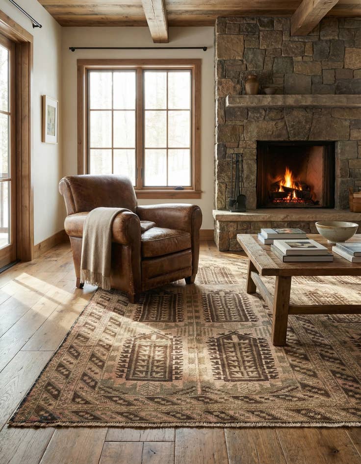 Detail image of 3' 7 x 6' 7  Hand Knotted Ultra Vintage Persian Wool Rug