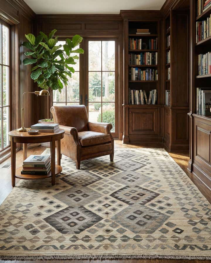 5' x 6' 8 Hand Woven Kilim Maymana Wool Rug