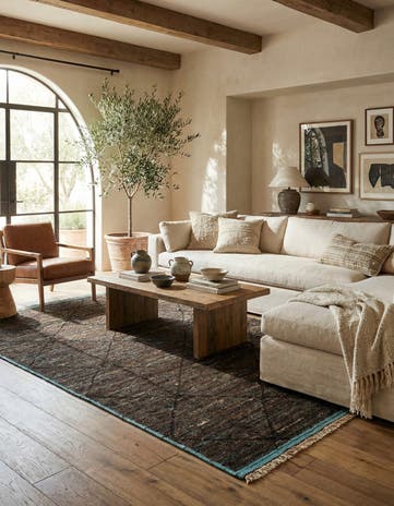 6' 3 x 9' 7 Hand Knotted Moroccan Wool Rug
