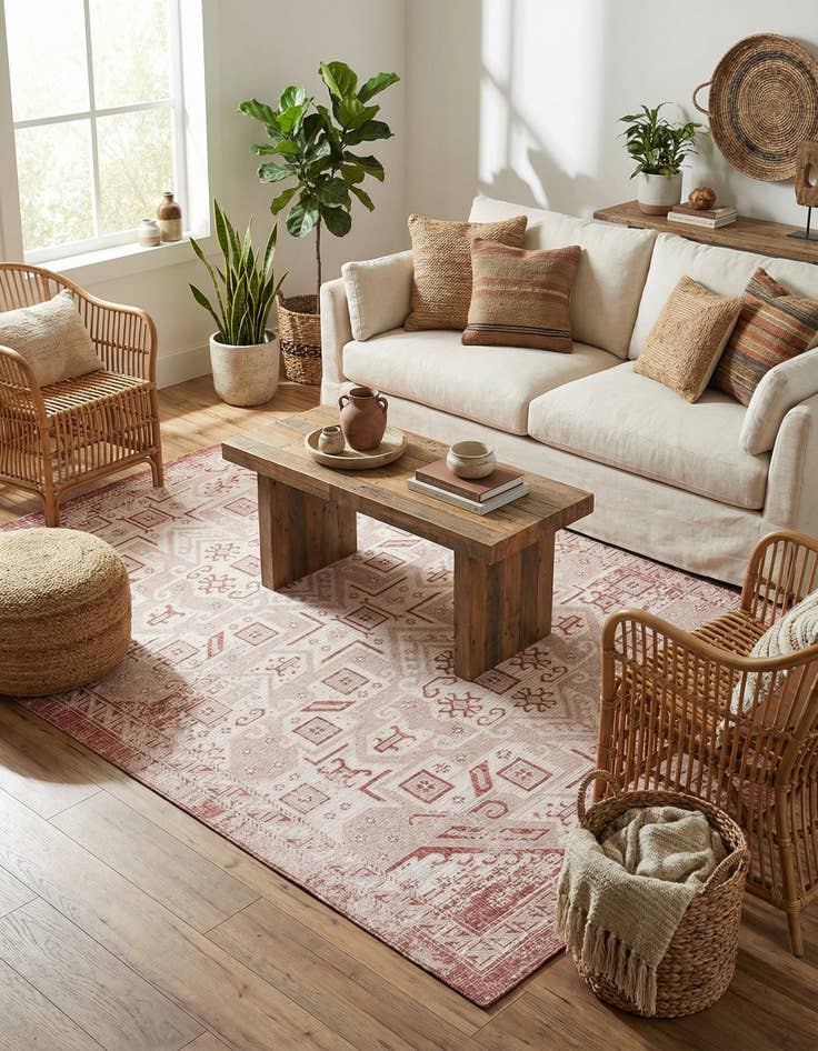 Detail image of 7' 10 x 11' Easy-Clean Aztec Indoor / Outdoor Rug