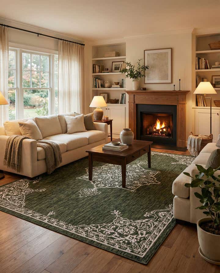 7' 10 x 11' Easy-Clean Traditional Indoor / Outdoor Rug