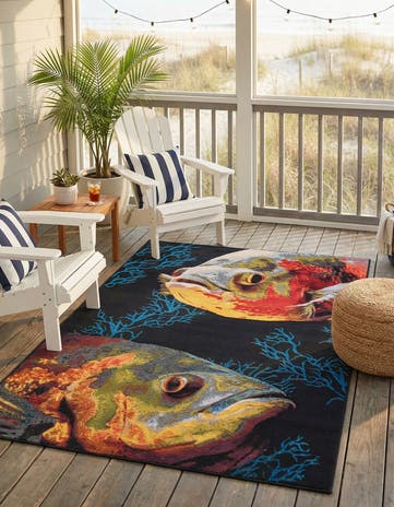 6' x 9' Easy-Clean Coastal Indoor / Outdoor Rug