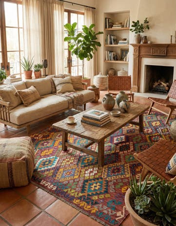 7' 1 x 9' 7 Hand Knotted Marok Kilim Rug