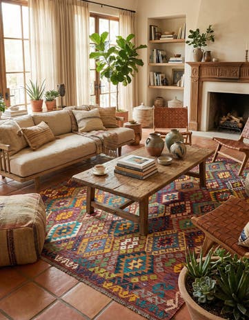 7' 1 x 9' 7 Hand Knotted Marok Kilim Rug