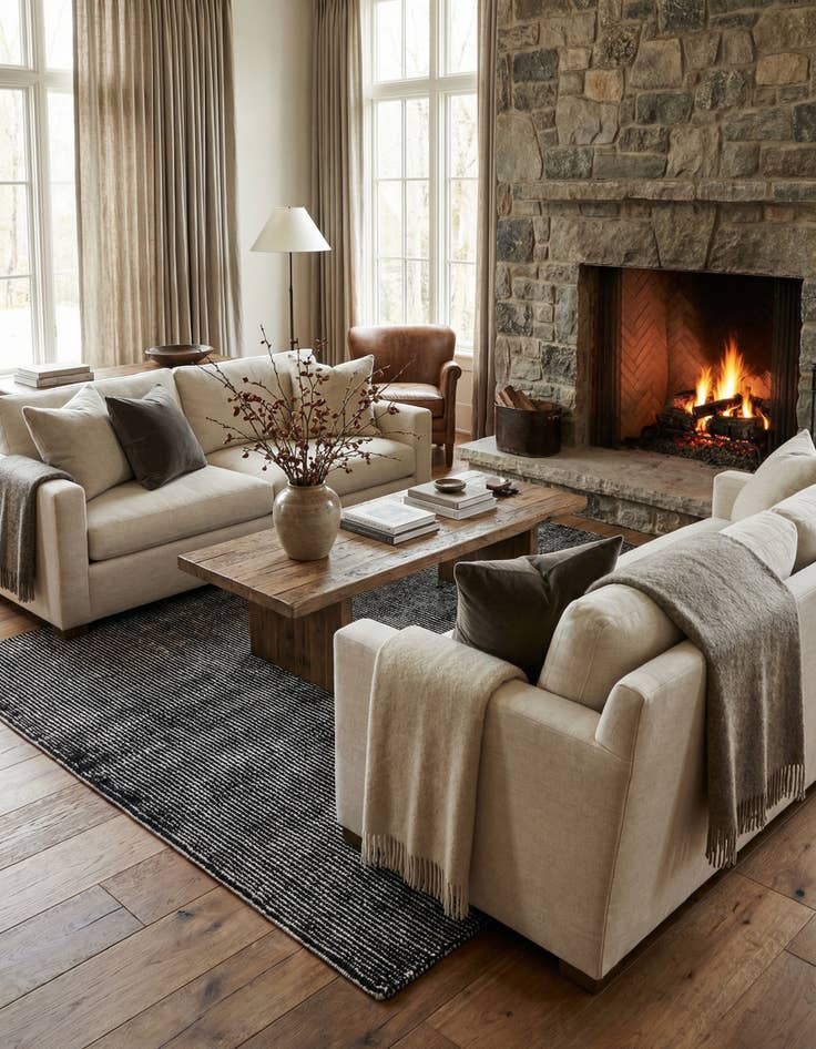 Detail image of  4' 1 x 6' 1  Hand Woven Jill Zarin English Manor Farmhouse Wool Rug