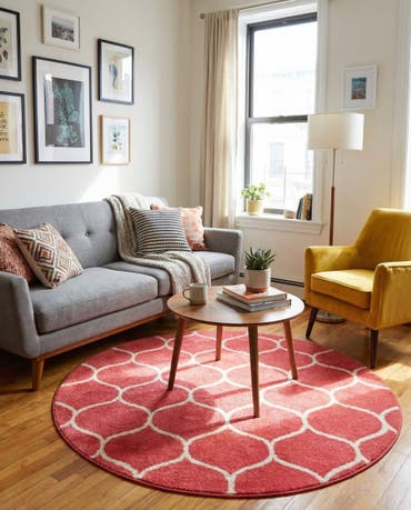  4' x 4' Lattice Frieze Round Rug