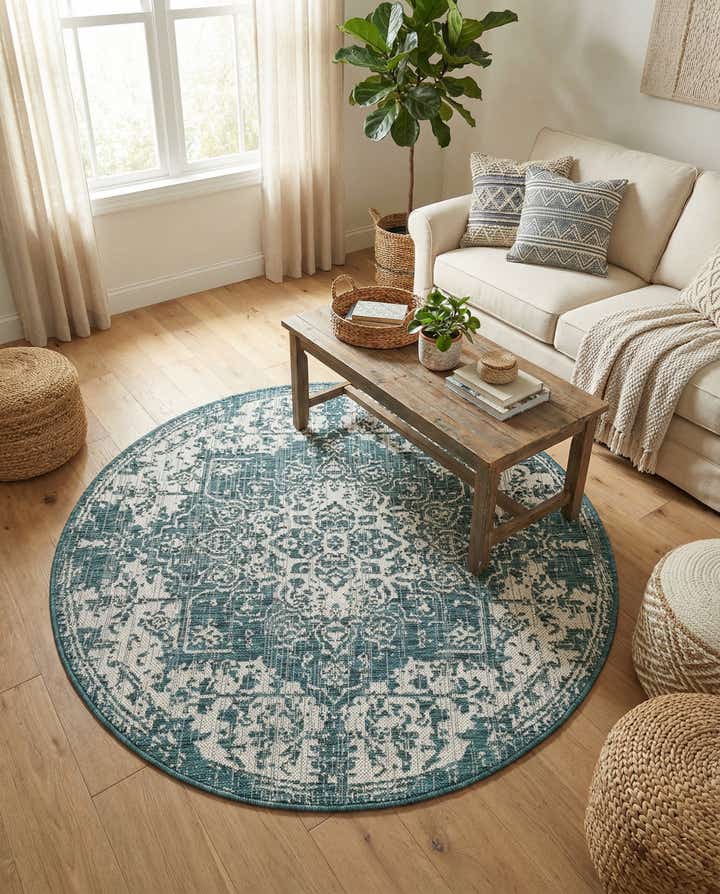 4' x 4' Easy-Clean Jill Zarin Dubai Indoor / Outdoor Round Rug