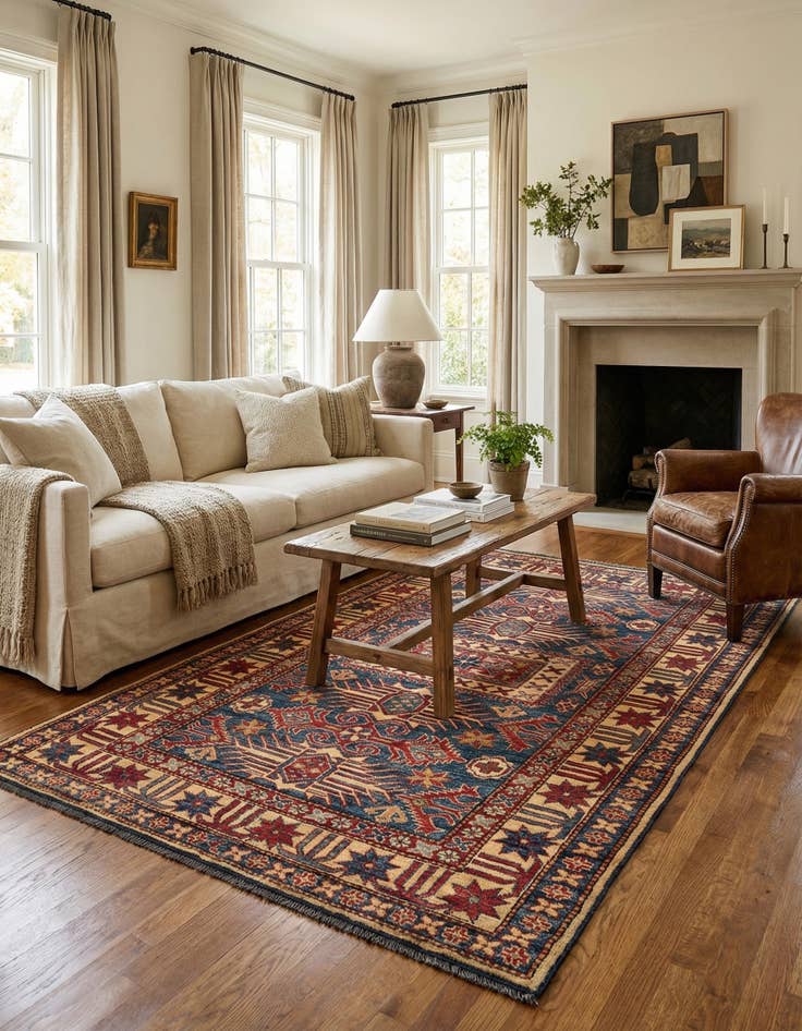 Detail image of 4' 2 x 6' 6  Hand Knotted Kazak Wool Rug