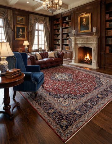 9' 10 x 13' 2 Hand Knotted Kashan Persian Rug