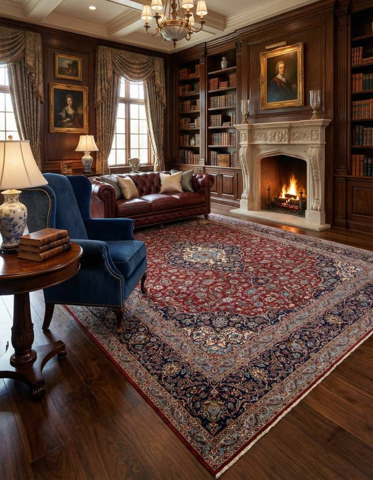 Detail image of  9' 10 x 13' 2  Hand Knotted Kashan Persian Rug