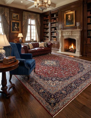 9' 10 x 13' 2 Hand Knotted Kashan Persian Rug