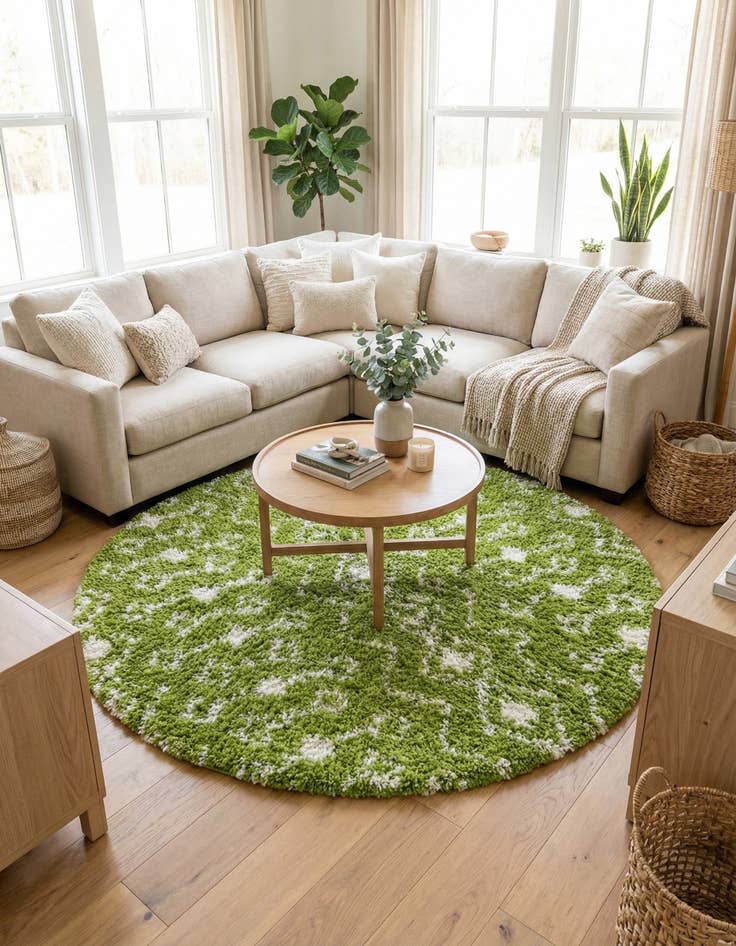 Detail image of  10' x 10' Moroccan Trellis Shag Round Rug