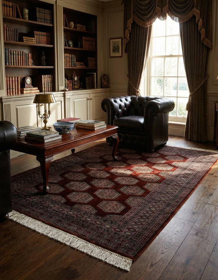 Detail image of 4' x 5' 3  Hand Knotted Bokhara Oriental Wool Rug