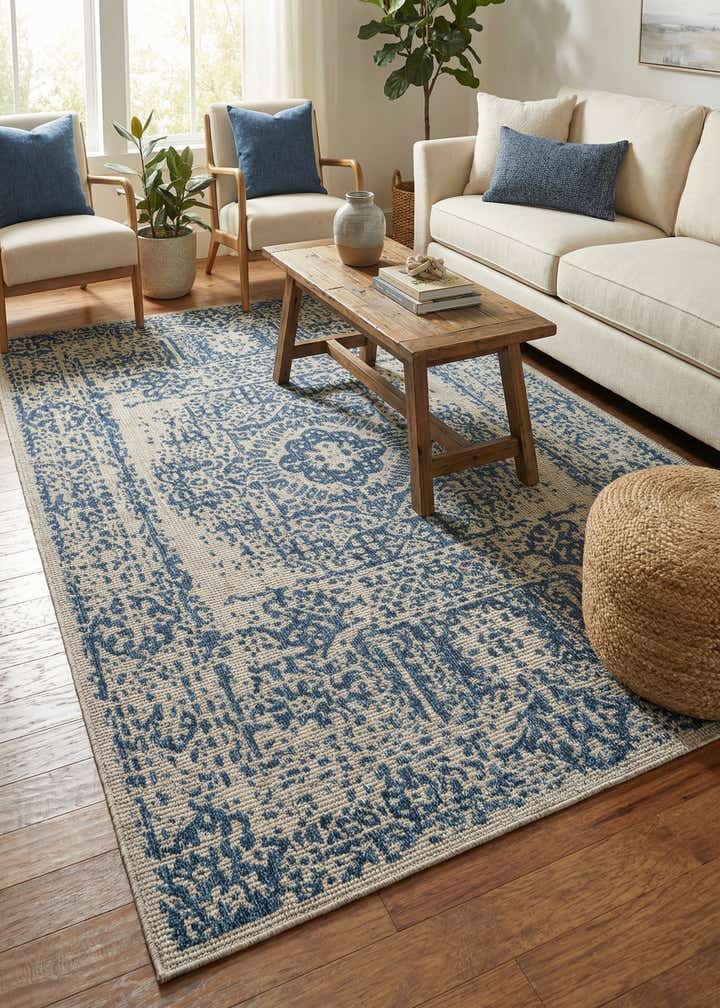6' x 9' Easy-Clean Traditional Indoor / Outdoor Rug
