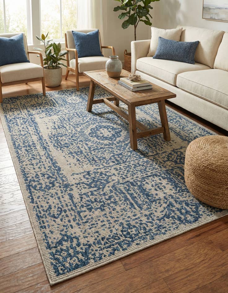 Detail image of 6' x 9'  Washable Traditional Indoor / Outdoor Rug
