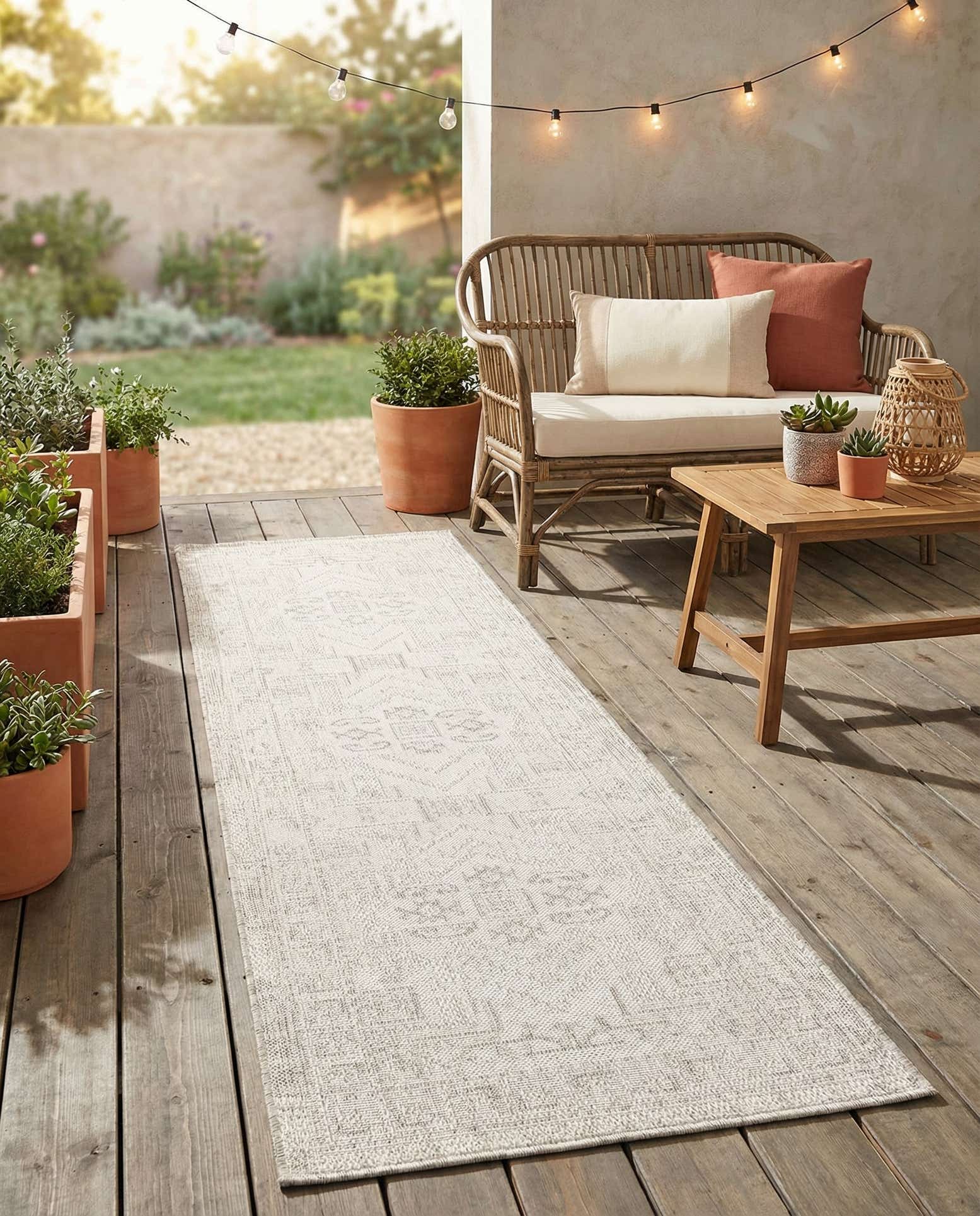 2' x 8' Easy-Clean Aztec Indoor / Outdoor Runner Rug
