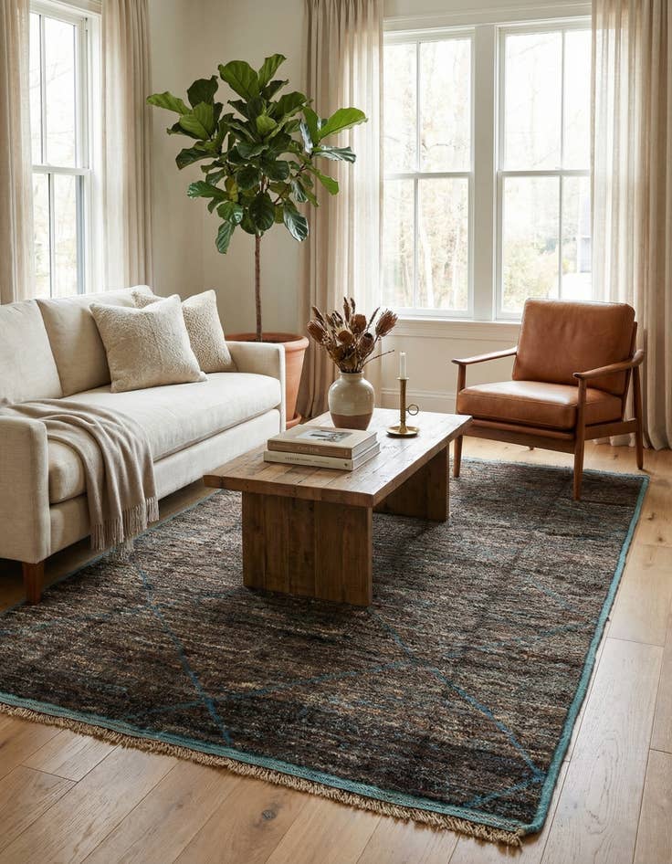 Detail image of 6' 2 x 9' 7  Hand Knotted Moroccan Wool Rug