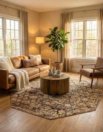 Beige Cream Saturn Octagon Rug