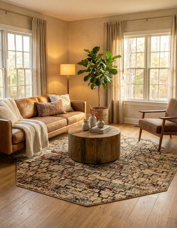 Beige Cream Saturn Octagon Rug