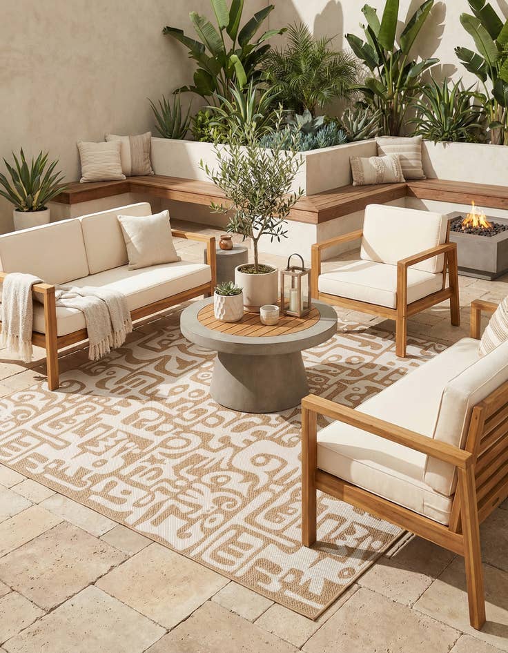 Detail image of  10' x 10'  Washable Modern Indoor / Outdoor Square Rug