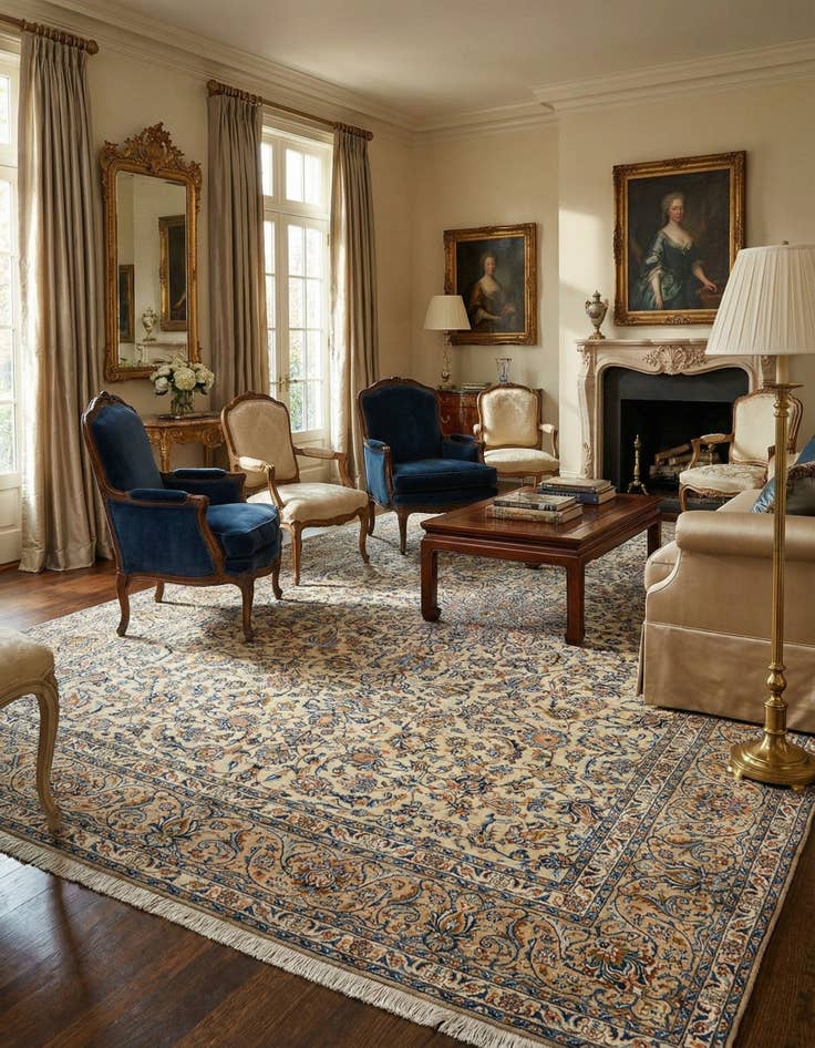 Detail image of 9' 9 x 13' 3 Kashan Wool Rug