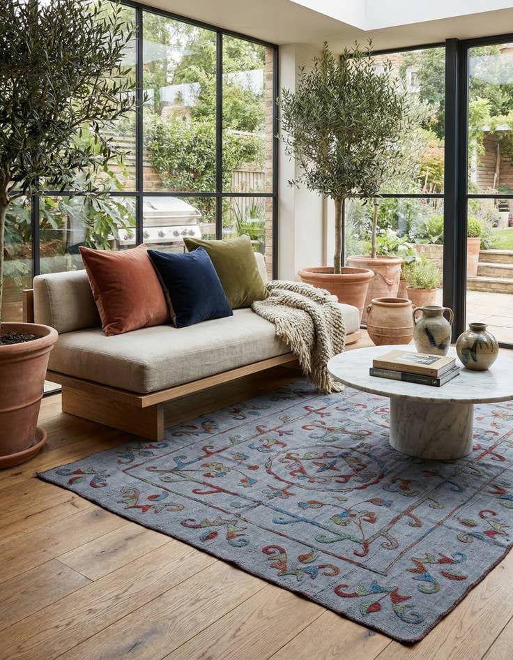 Detail image of 5' 6 x 7' 10  Hand Woven Kilim Suzani Wool Rug