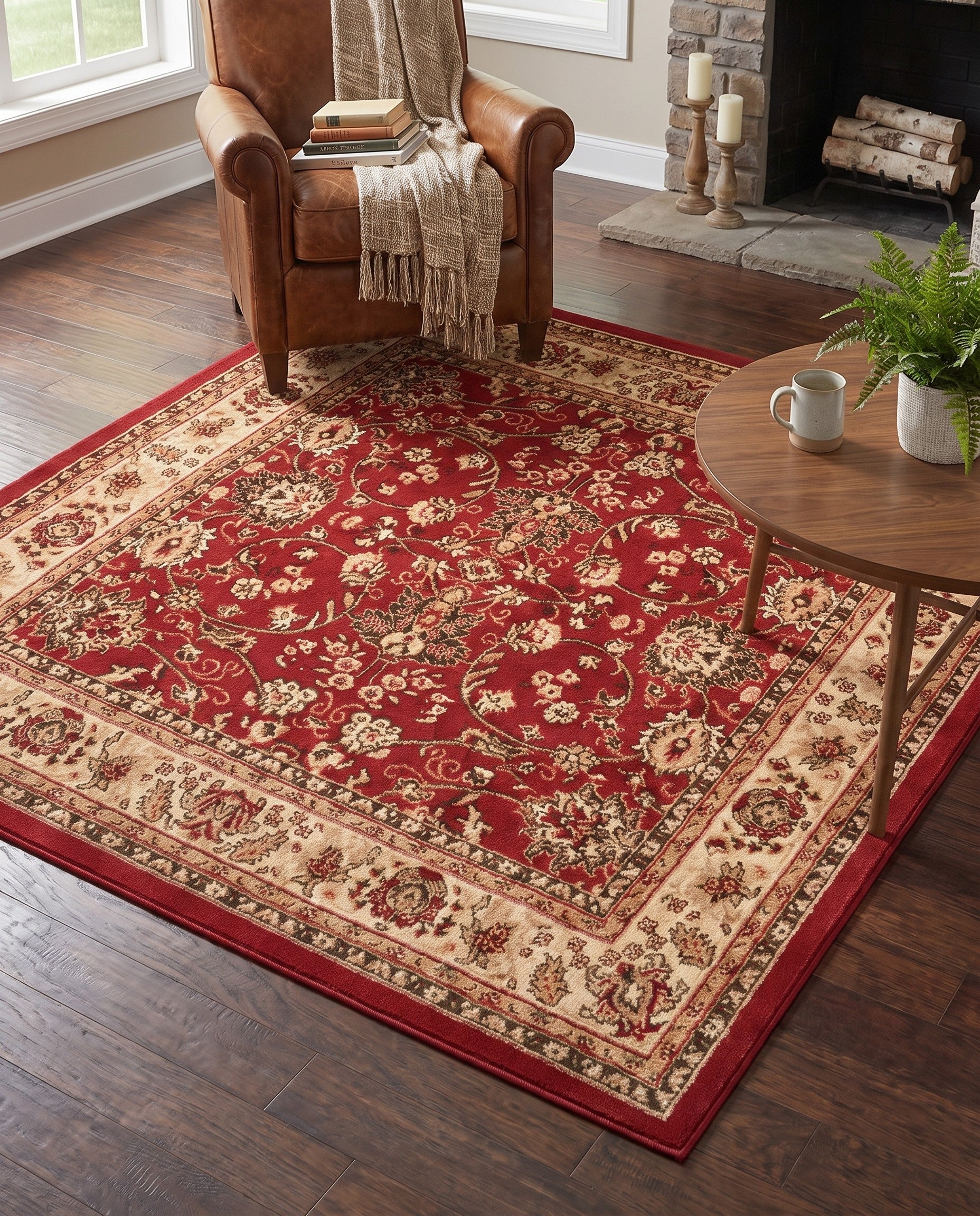 Burgundy Yasmin Square Rug