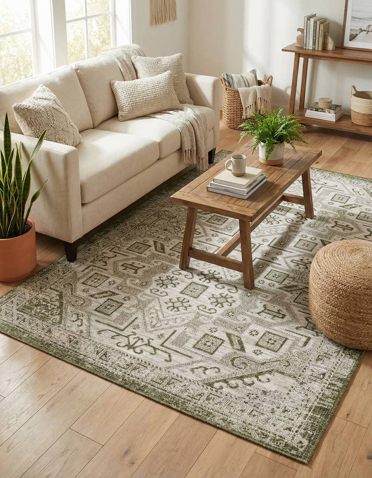 Detail image of 5' 3 x 8' Easy-Clean Aztec Indoor / Outdoor Rug