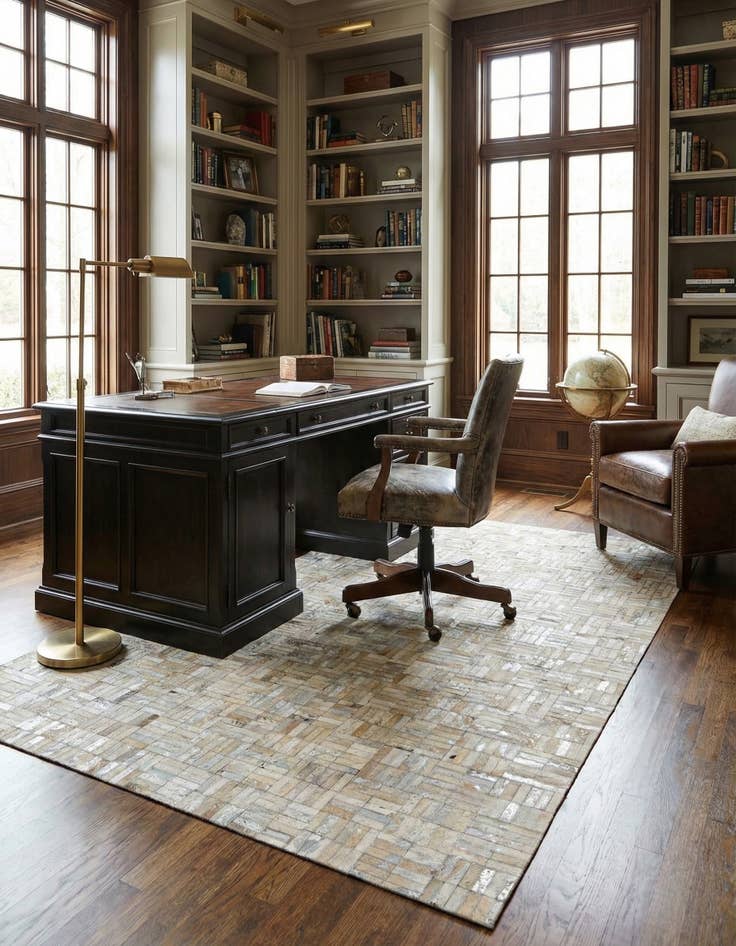 Detail image of  4' 11 x 7' 9 Cowhide - Patchwork Rug