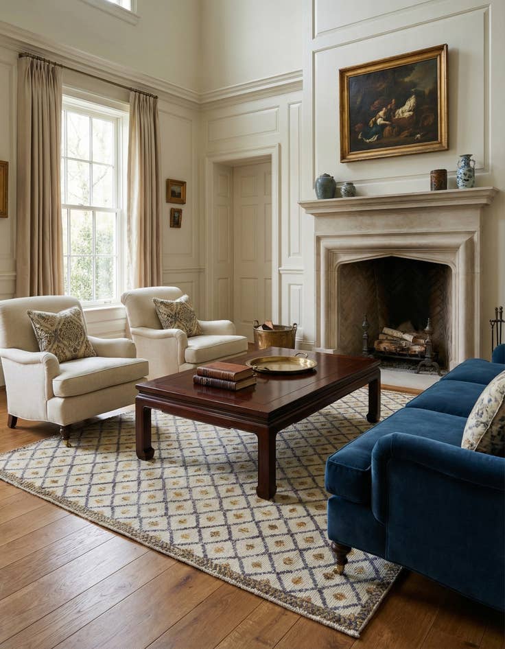 Detail image of  8' x 10' 5  Hand Knotted Peshawar Ziegler Wool Rug