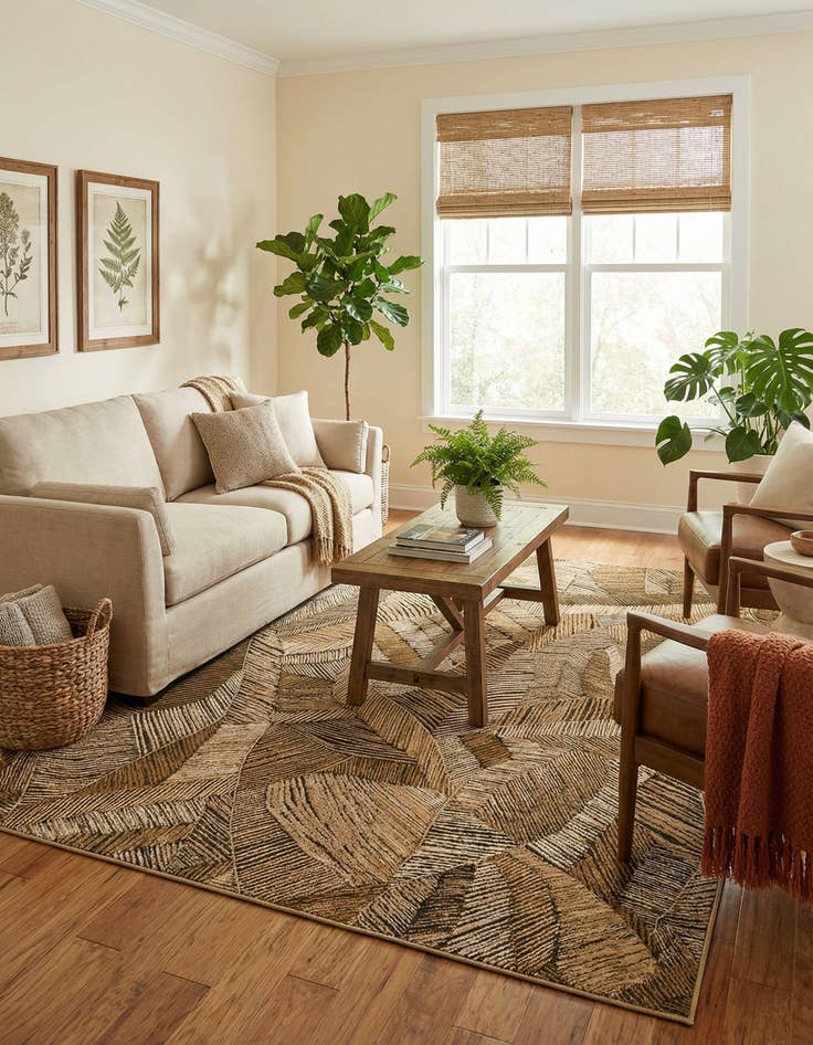 Detail image of 7' 10 x 11'  Washable Botanical Indoor / Outdoor Rug