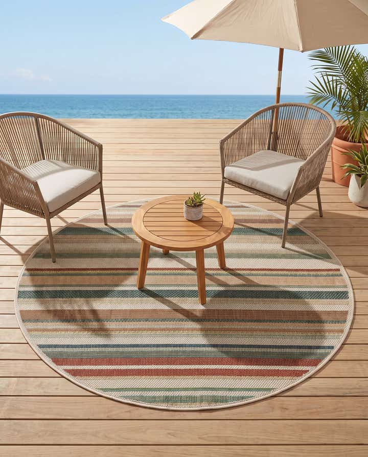 5' 3 x 5' 3 Easy-Clean Baja Indoor / Outdoor Round Rug