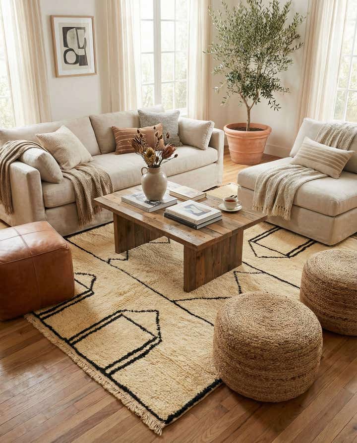 5' 6 x 7' 5 Hand Knotted Moroccan Wool Rug