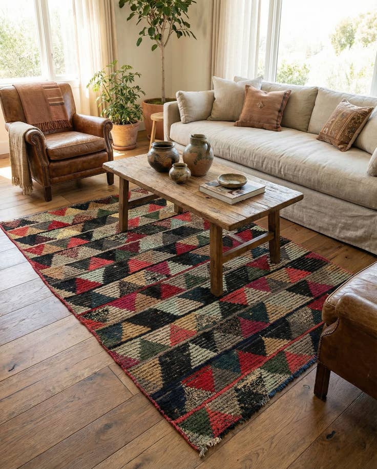 Detail image of 5' 4 x 7' 8 Hand Knotted Moroccan Wool Rug