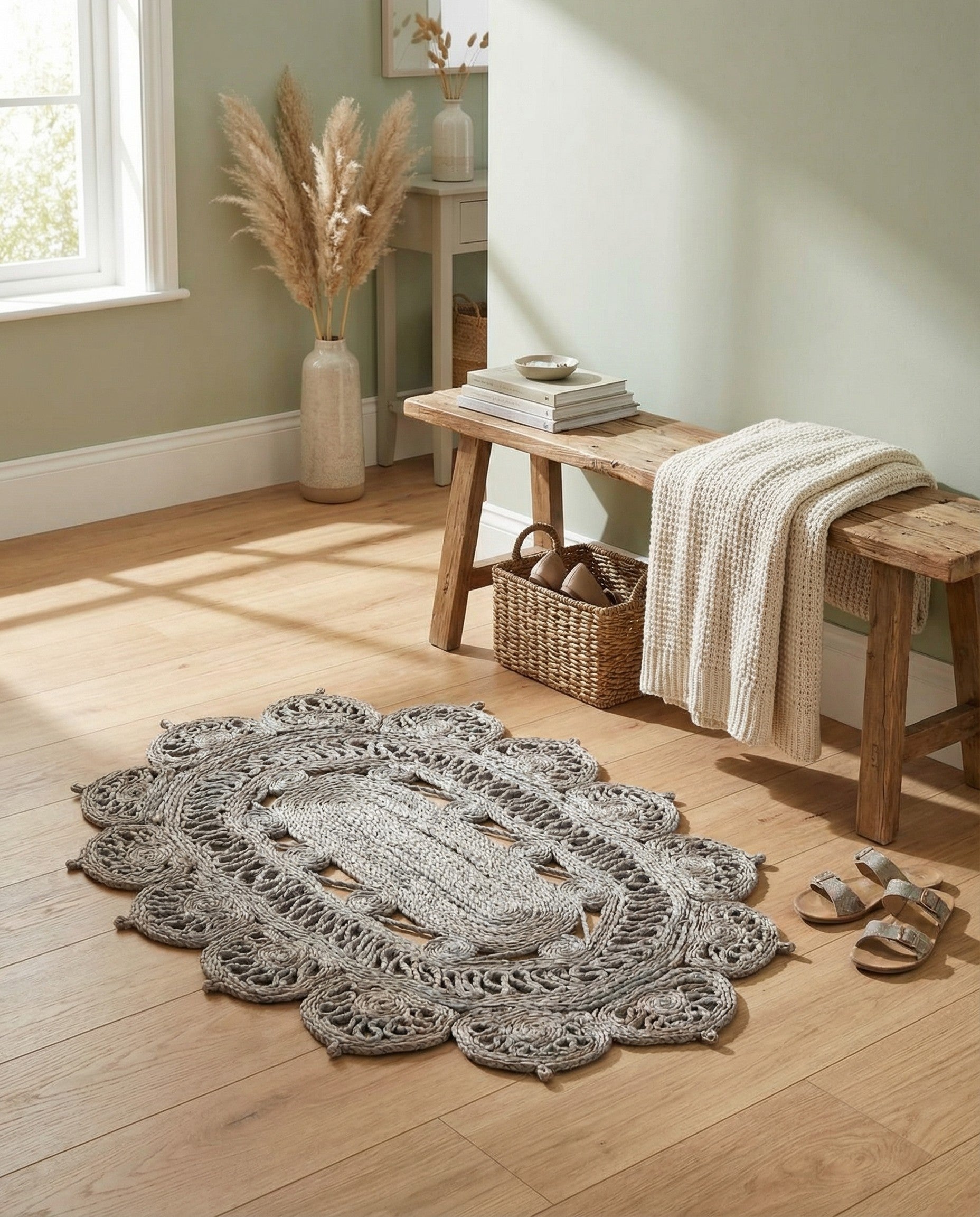  2' x 3' 1  Hand Braided Jute Oval Rug