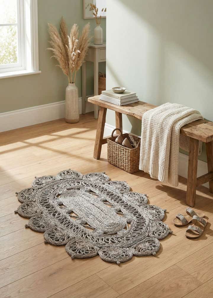 2' x 3' 1 Handmade Braided Jute Oval Rug