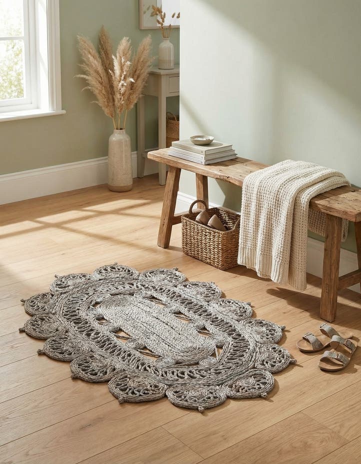 2' x 3' 1 Handmade Braided Jute Oval Rug