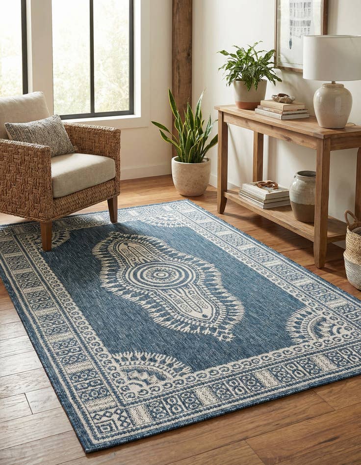 Detail image of 4' x 6'  Washable Traditional Indoor / Outdoor Rug