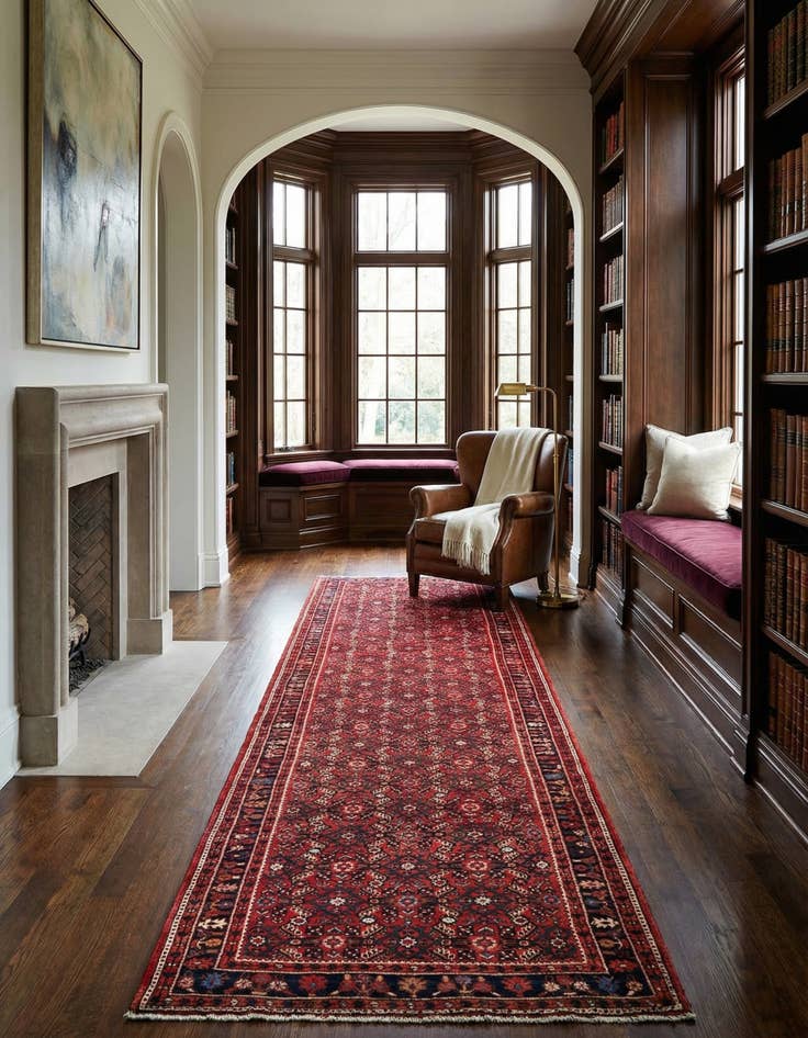 Detail image of 3' 9 x 12' 11 Hamedan Wool Runner Rug