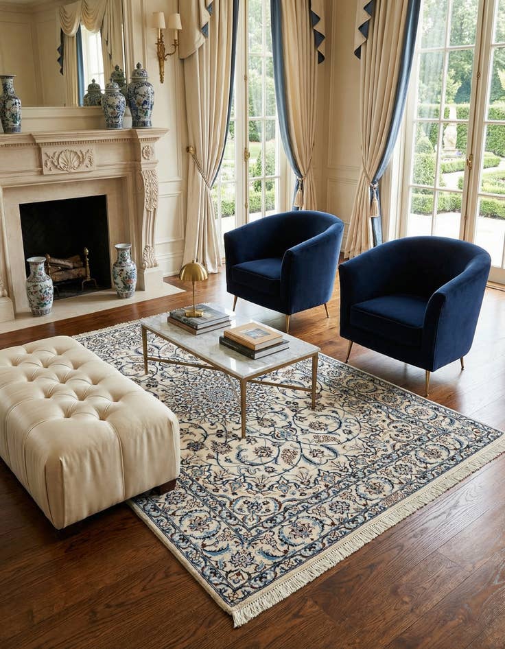 Detail image of 3' 5 x 5' 2  Hand Knotted Nain Rug