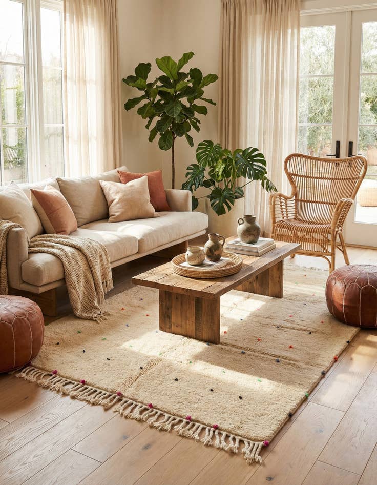 Detail image of 6' 8 x 9' 10  Hand Knotted Moroccan Wool Rug