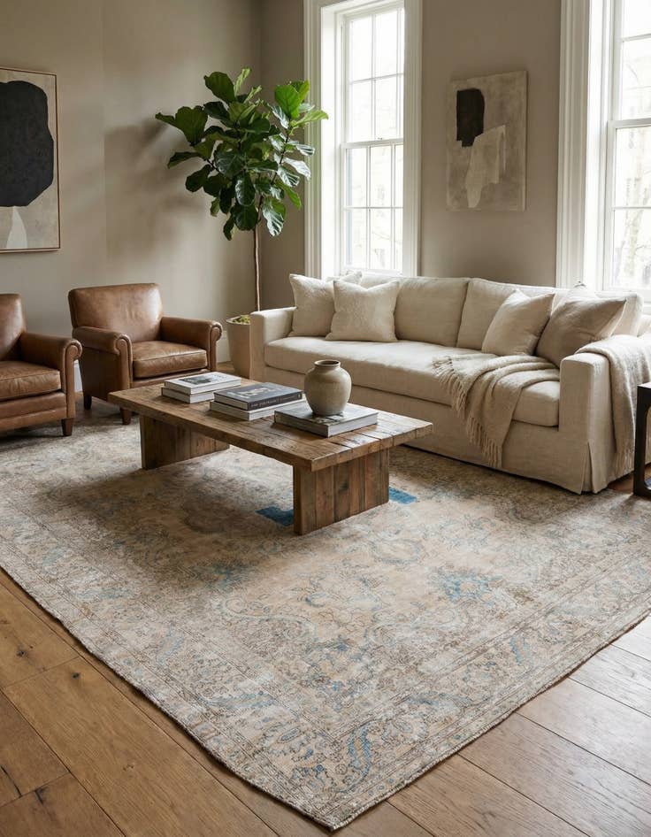 Detail image of  9' 6 x 12' 10  Hand Knotted Ultra Vintage Persian Wool Rug